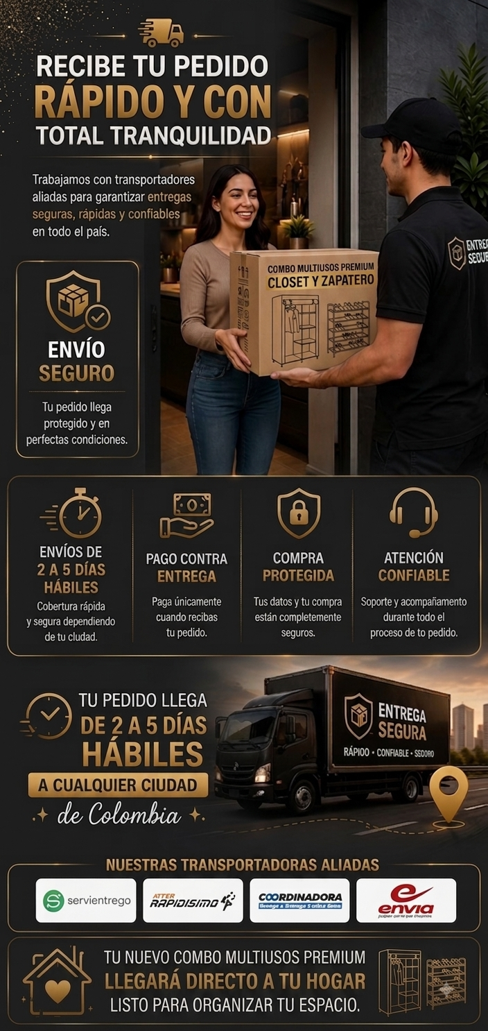 SUPER COMBO ORGANIZADOR PREMIUM PARA ROPA + ORGANIZADOR PERCHERO CON TAPA