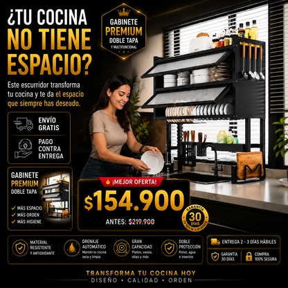 Escurridor de Platos Doble Tapa Premium Dish Drying Rack