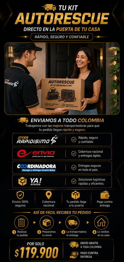 Kit De Compresor + Cargador Inteligente de Bateria! AutoRescue