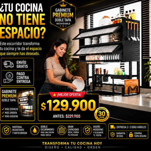 Escurridor de Platos Doble Tapa Premium Dish Drying Rack
