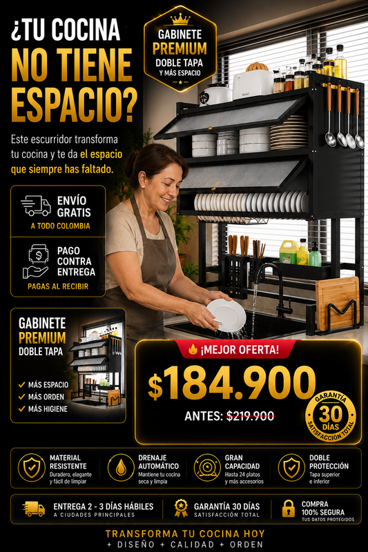 Escurridor de Platos Doble Tapa Premium Dish Drying Rack